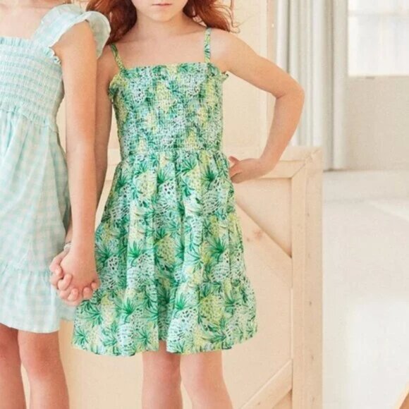 Janie and jack green elastic top pineapple details Cotton dress size 8 (F15) - Picture 1 of 7